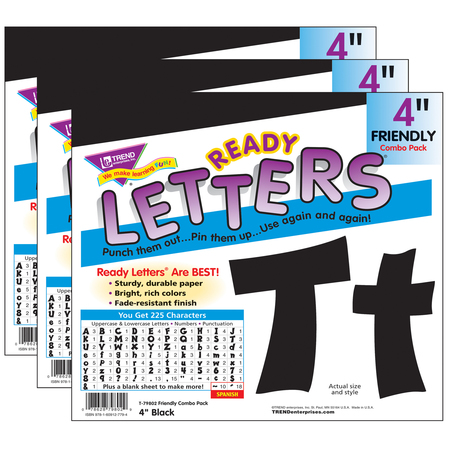 TREND ENTERPRISES Black 4" Friendly Combo Ready Letters®, PK3 T79802
